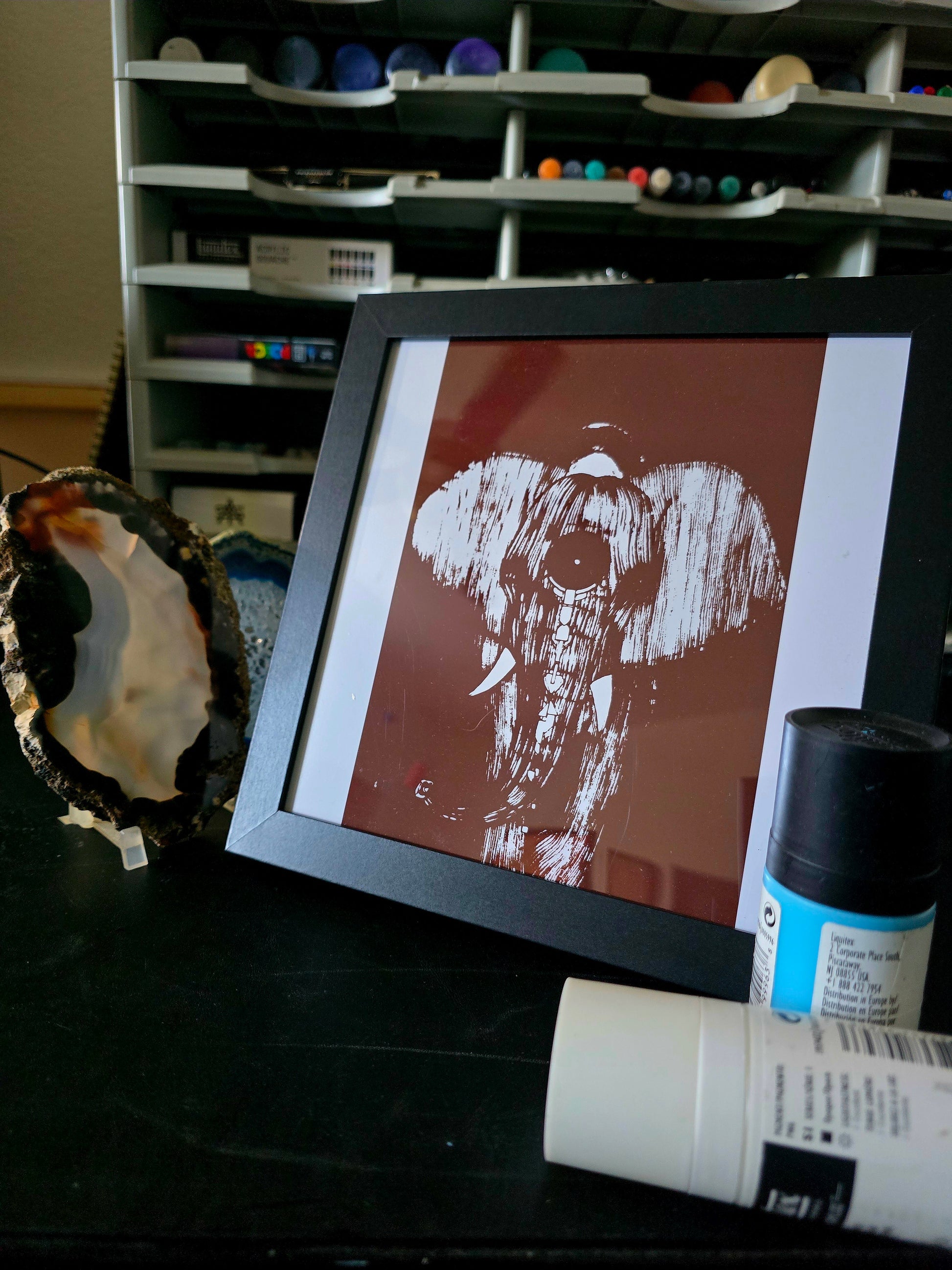 Mocha Elephant 8x8 Framed Print