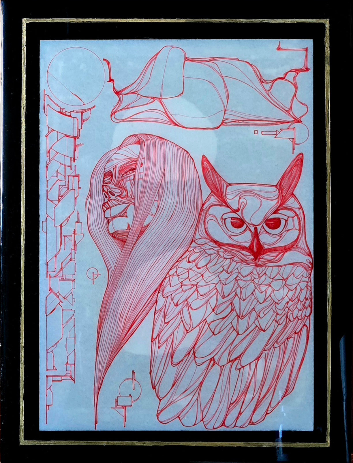 "Great Red Owl" 9x12