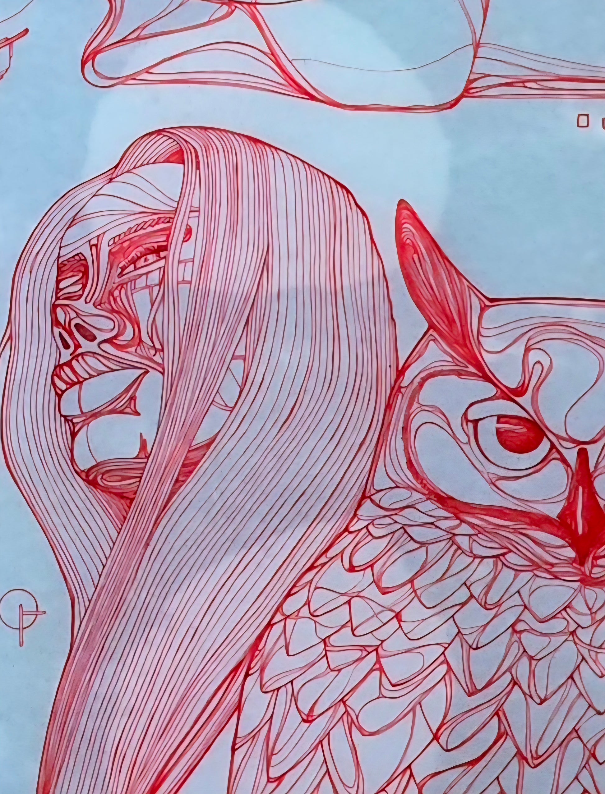 "Great Red Owl" 9x12